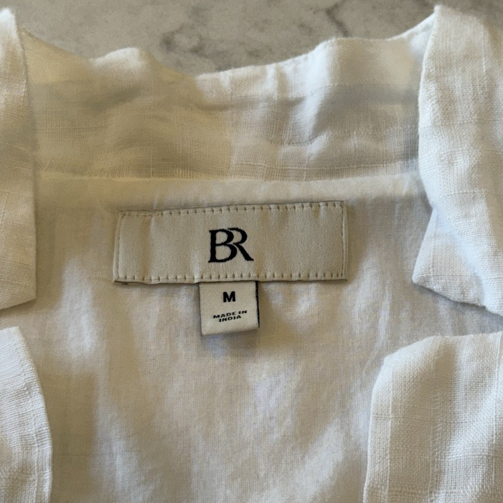 Banana Republic Laurel Linen Cotton Utility Dress V-neck Cover Up Medium White - Picture 4 of 12